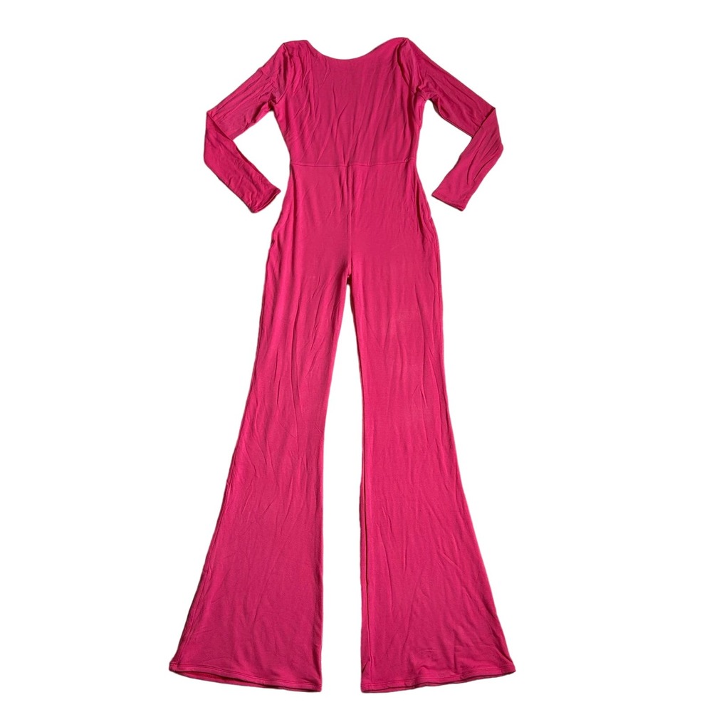 Naked Wardrobe Open Back Flare Leg Jumpsuit - Pink -‎ XL - NWOT